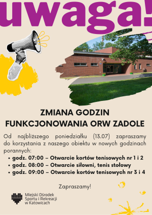 Zmiana godzin funkcjonowania ORW Zadole
