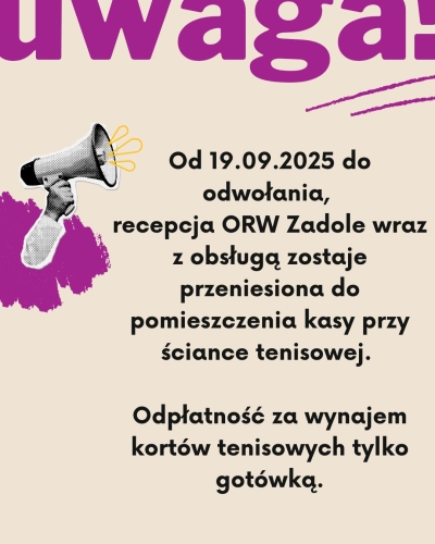 Uwaga! Tymczasowe przeniesienie recepcji ORW Zadole